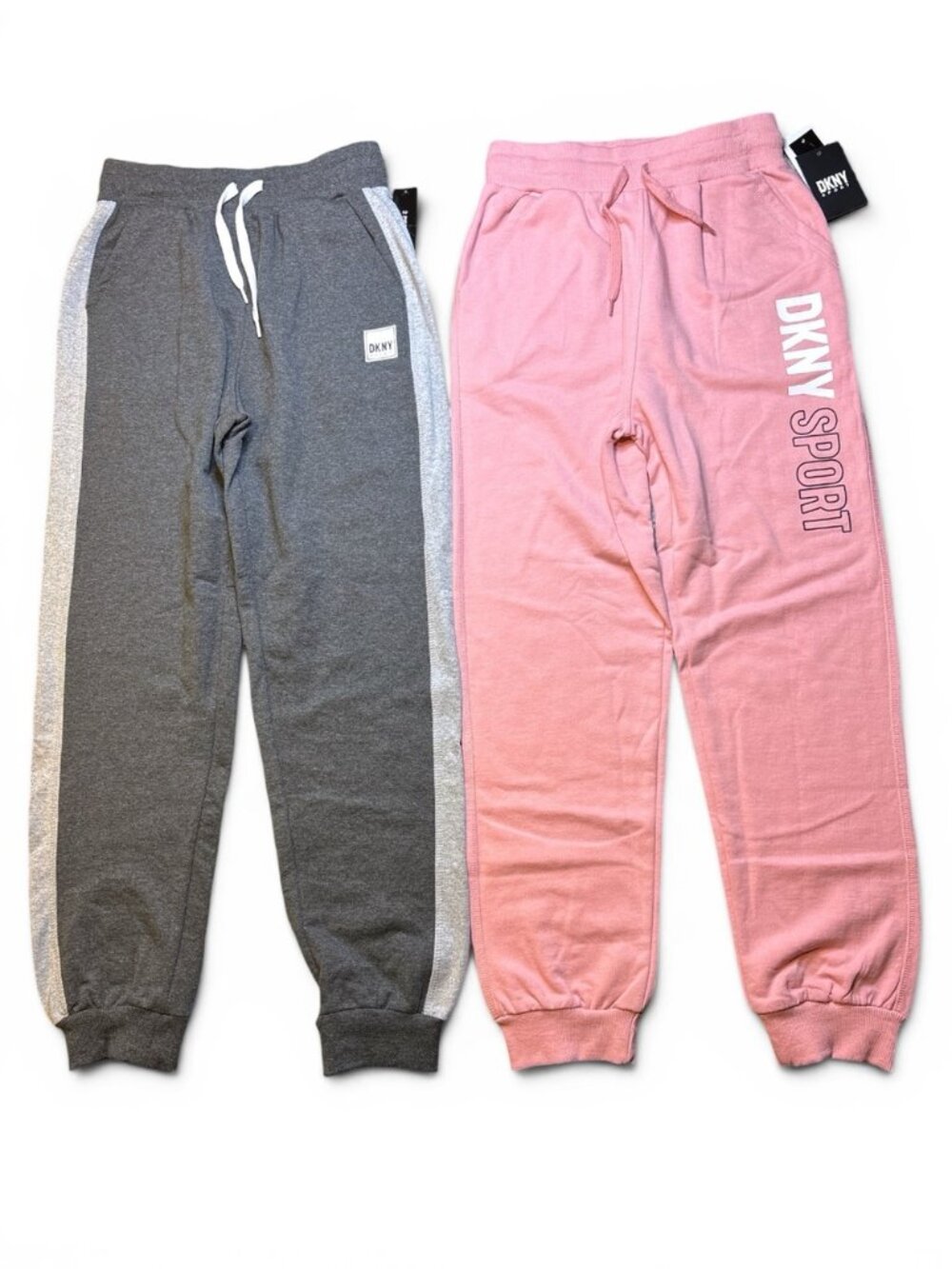 DKNY Sport Girls 2 Pc Jogger Sweatpants Set Grey & Pink Size M (8/10) NWT